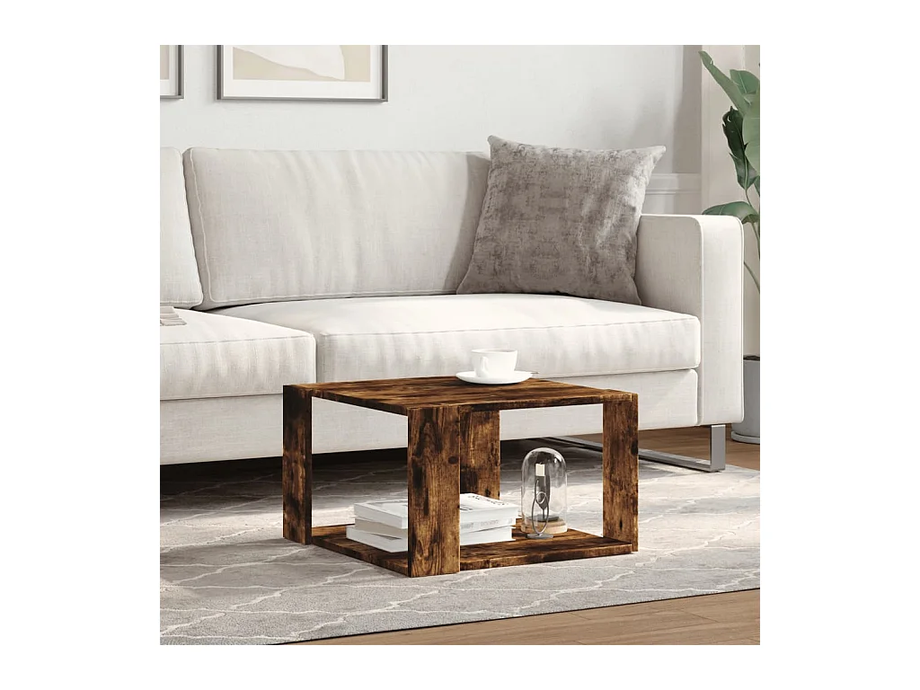 Table basse chêne fumé 51,5x51,5x30 cm bois d'ingénierie FR832036