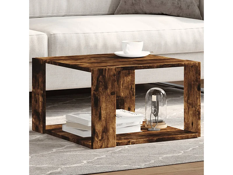 Table basse chêne fumé 51,5x51,5x30 cm bois d'ingénierie FR832036