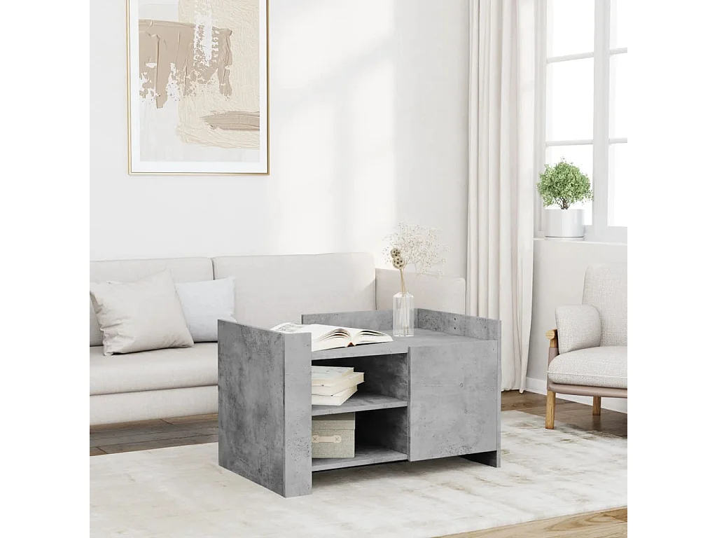 Mesa de centro madera de ingeniería gris hormigón 80x50x50 cm ES663940