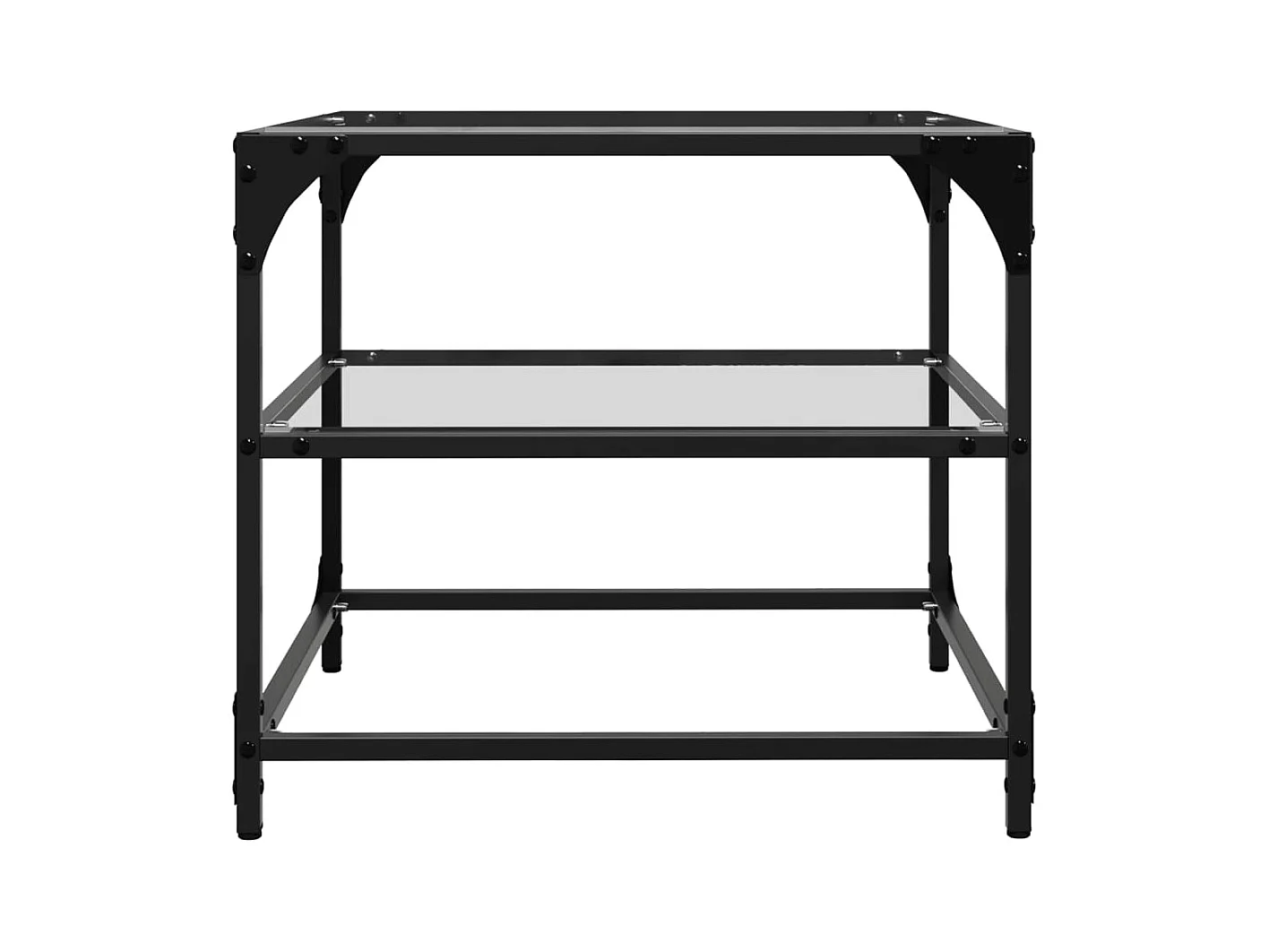 Table basse avec dessus en verre transparent 50x50x45 cm acier FR533147