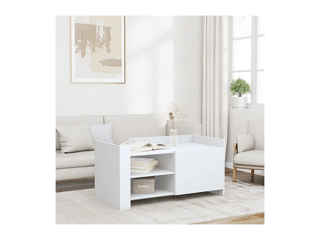 Table basse blanc 100x50x50 cm bois d'ingénierie FR796943