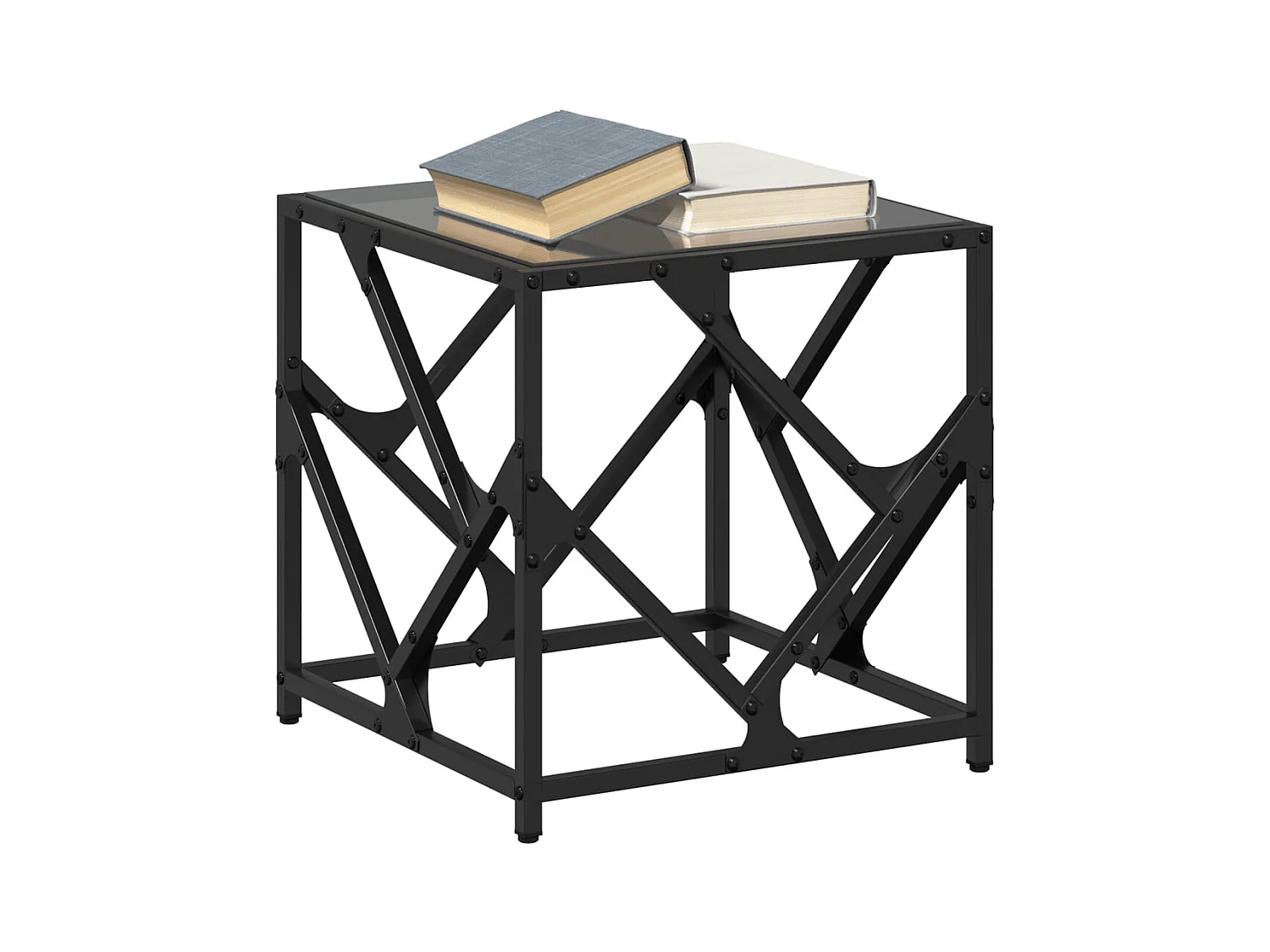 Mesa de centro de acero superficie de vidrio negra 40x40x41 cm ES448697