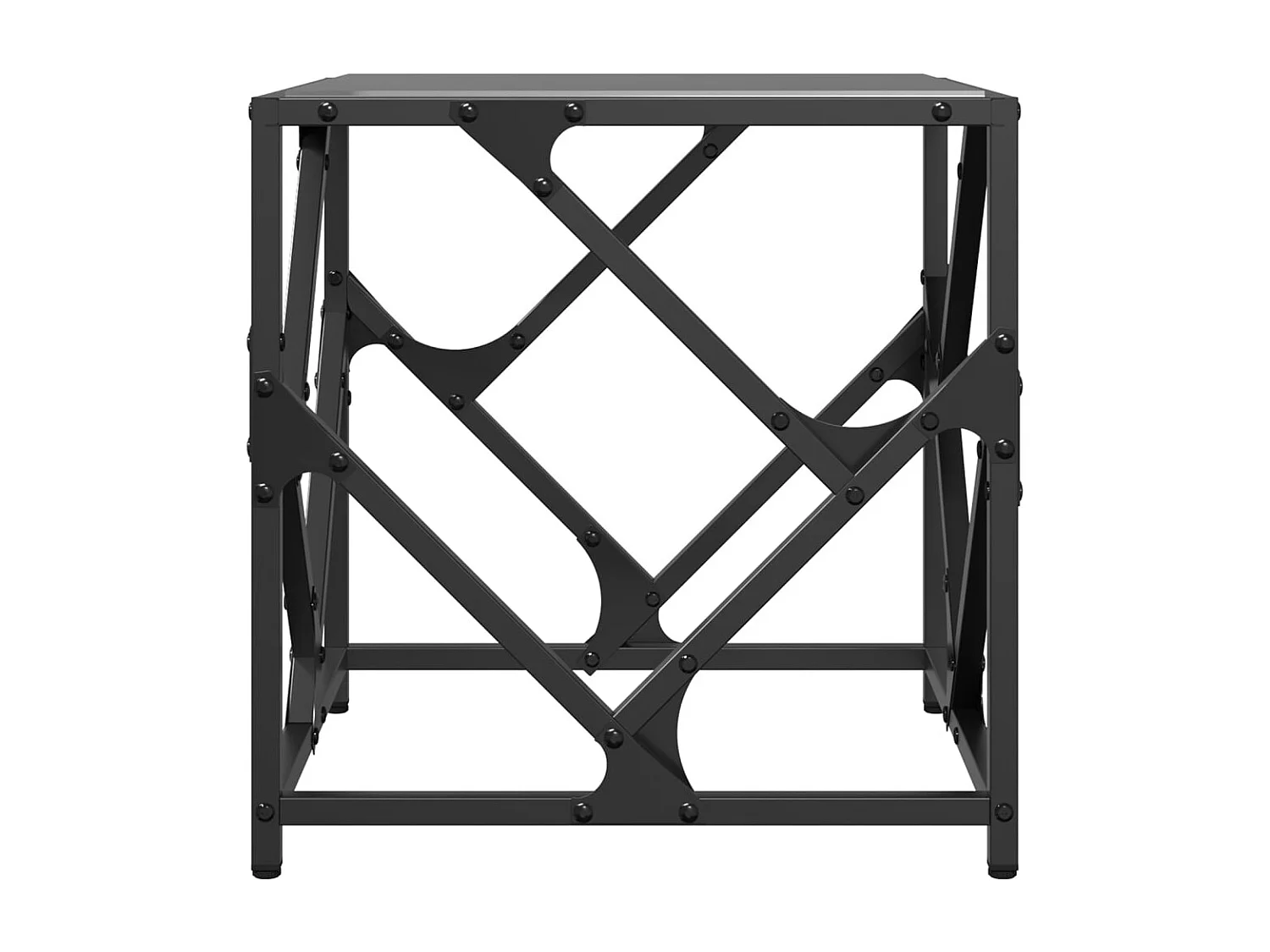 Table basse avec dessus en verre noir 40x40x41 cm acier FR982562