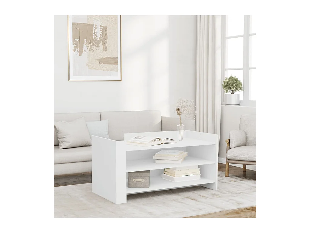 Table basse blanc 100x50x50 cm bois d'ingénierie FR441511