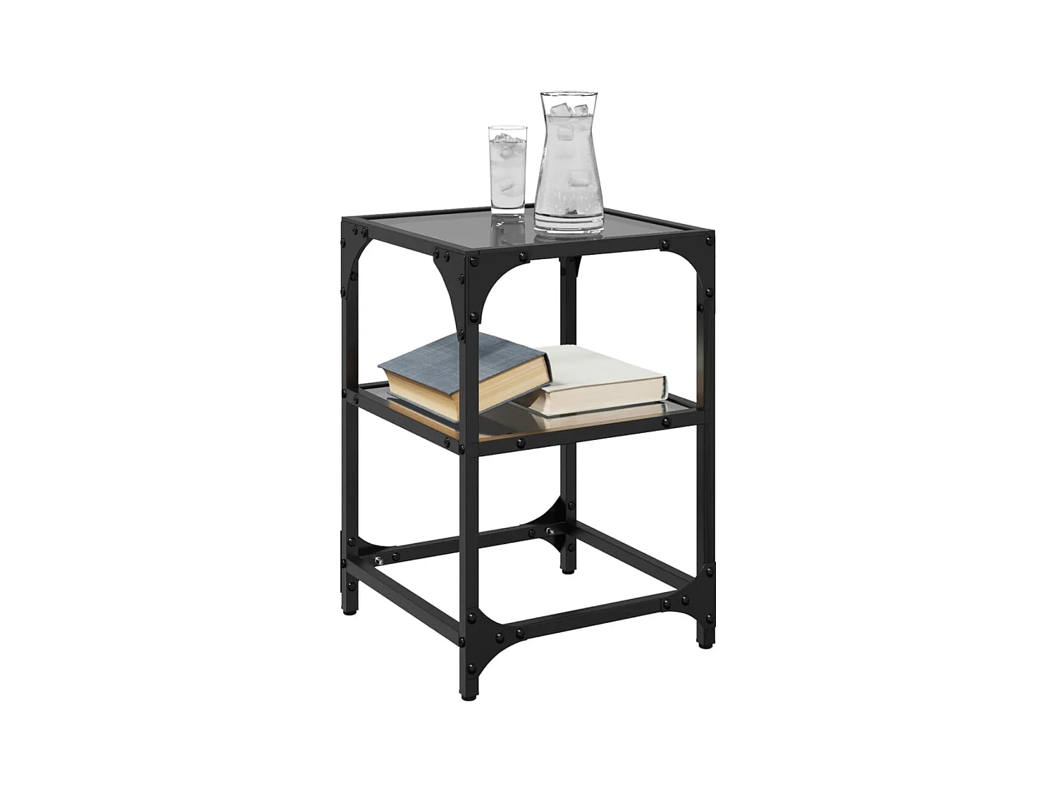 Tables basses avec dessus en verre noir 2 pcs 30x30x45 cm acier FR706130