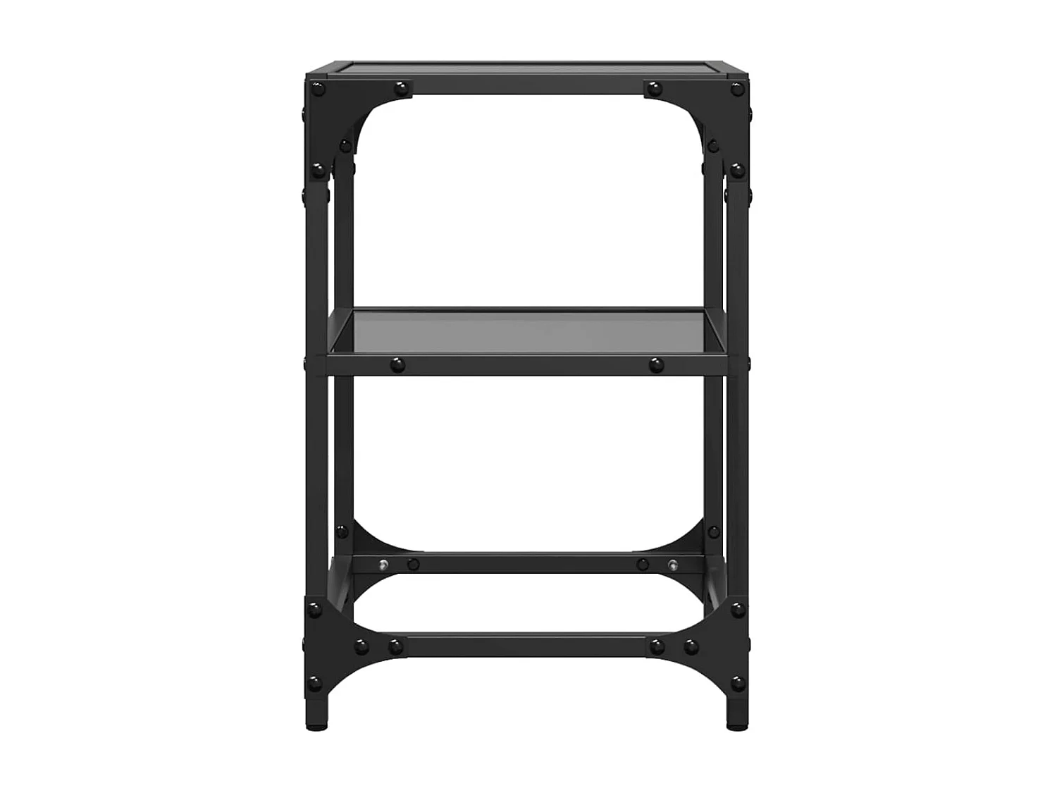 Salontafels 2 st met zwart glazen blad 30x30x45 cm staal BE358435