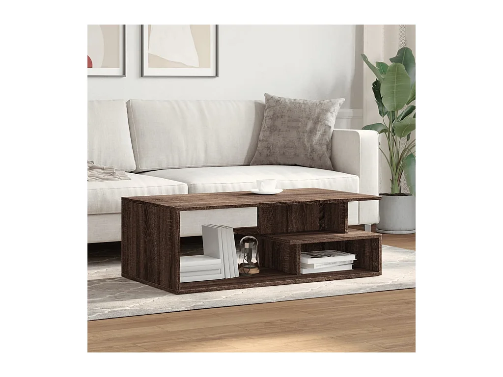 Table basse chêne marron 102x55x35 cm bois d'ingénierie FR888179