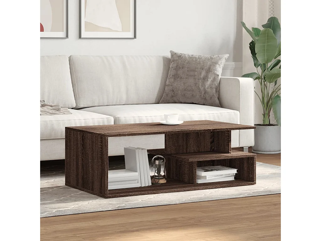 Table basse chêne marron 102x55x35 cm bois d'ingénierie FR888179