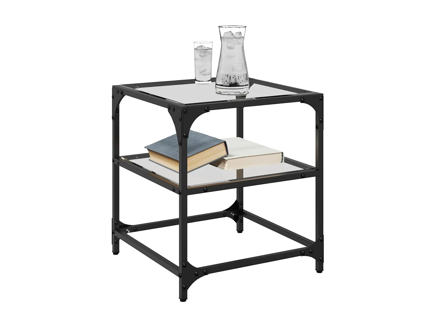 Tables basses avec dessus en verre transparent 2 pcs acier FR264797