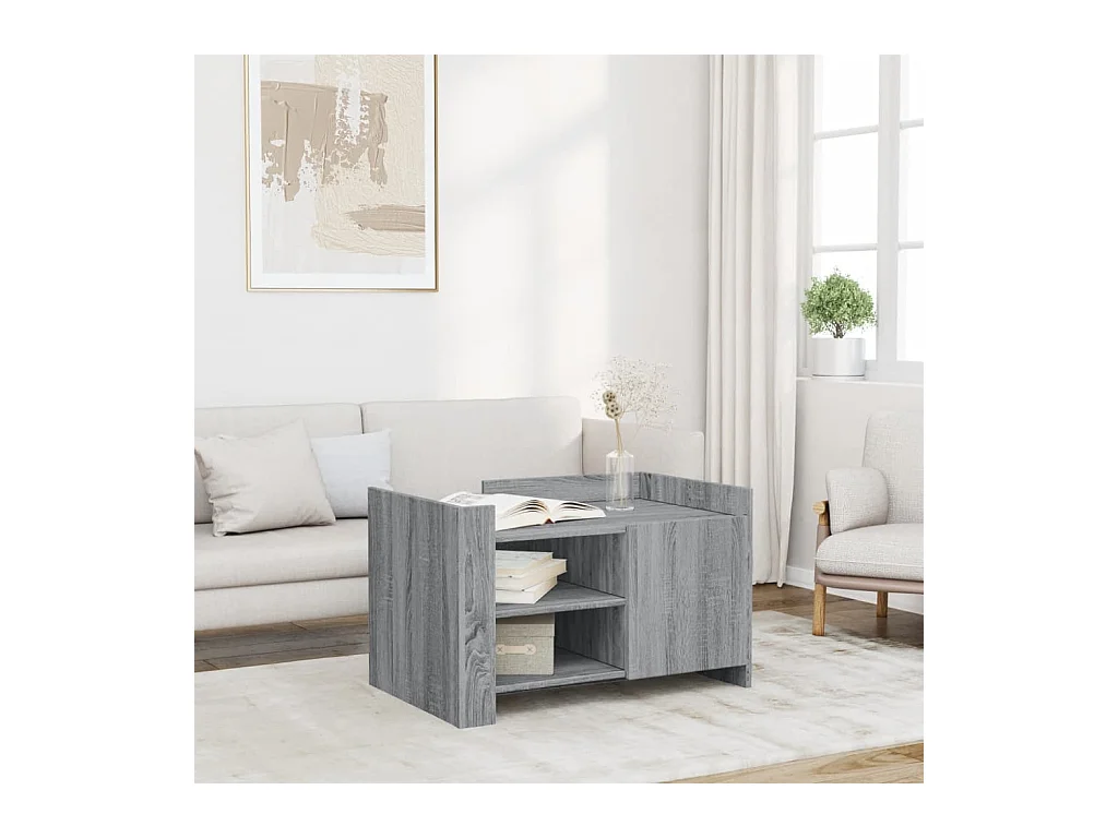 Mesa de centro de madera de ingeniería gris Sonoma 80x50x50 cm ES273283