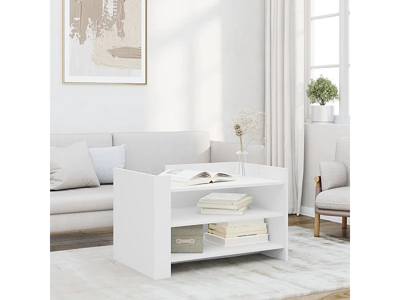 Mesa de centro madera de ingeniería blanca 80x50x50 cm ES104816