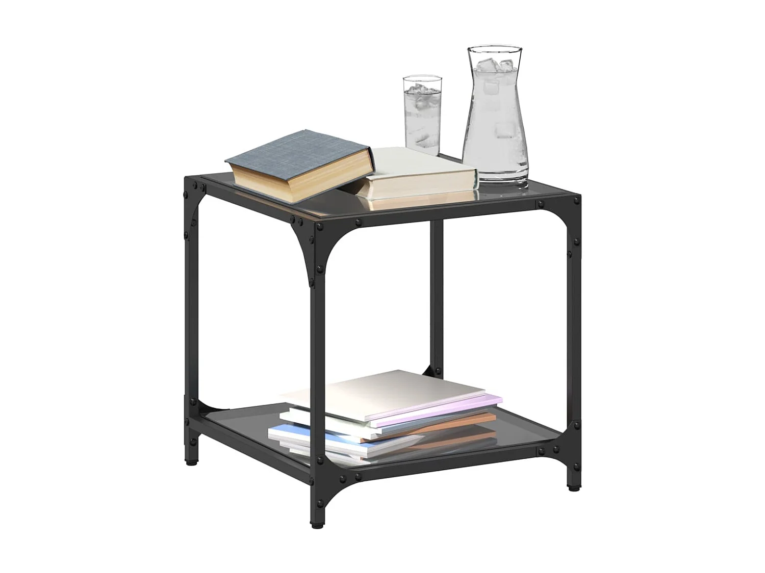 Tables basses avec dessus en verre noir 2 pcs 40x40x40 cm acier FR167295