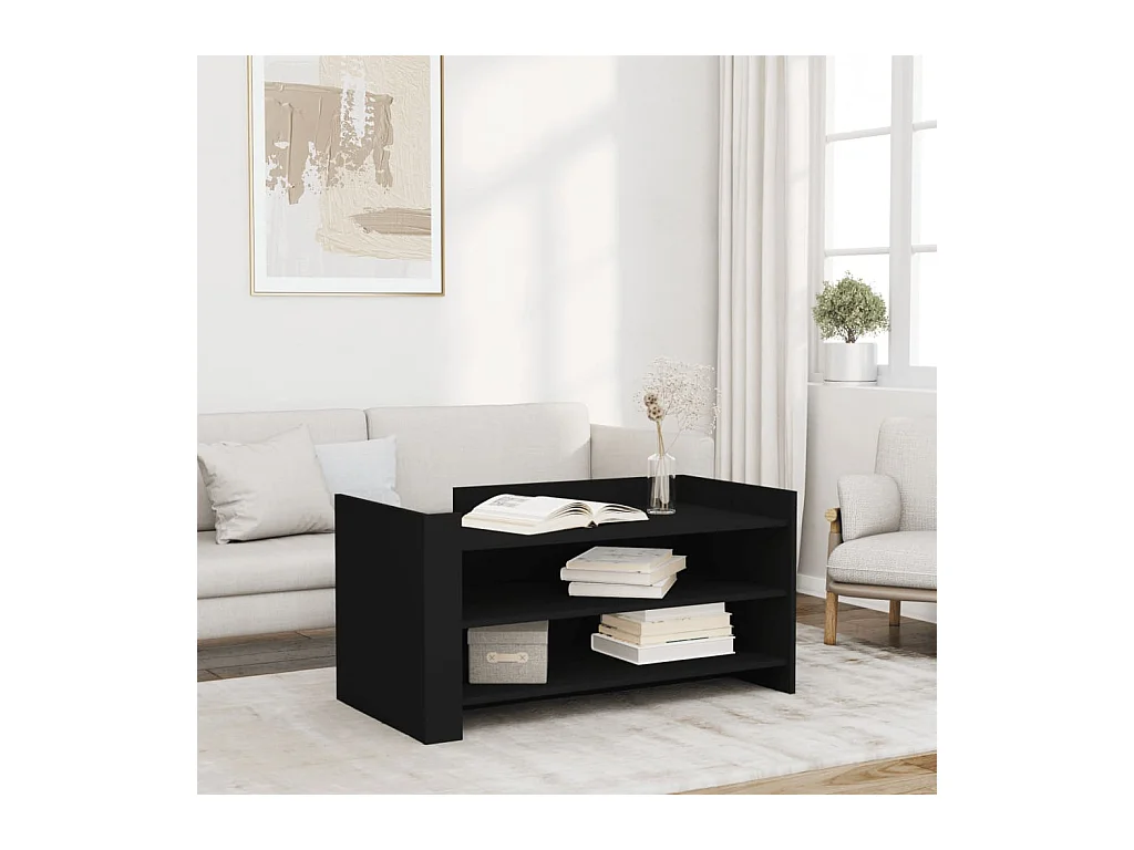 Mesa de centro de madera de ingeniería negra 100x50x50 cm ES425099