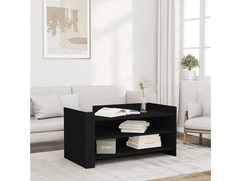 Mesa de centro de madera de ingeniería negra 100x50x50 cm ES425099