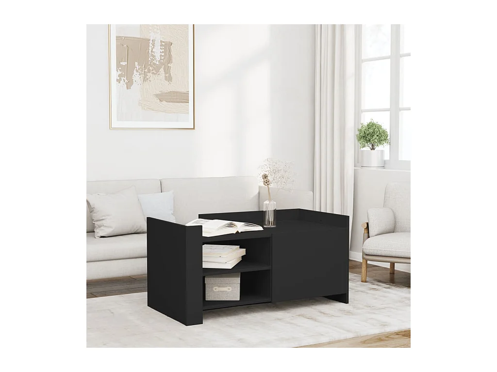 Mesa de centro de madera de ingeniería negra 100x50x50 cm ES208389