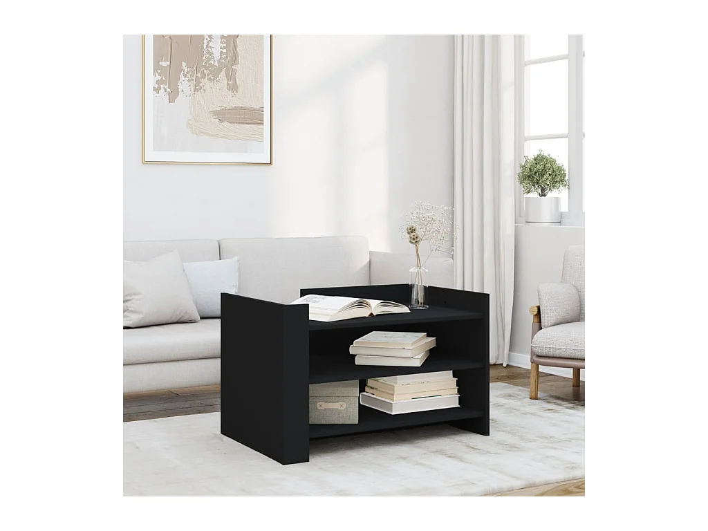 Table basse noir 80x50x50 cm bois d'ingénierie FR743073