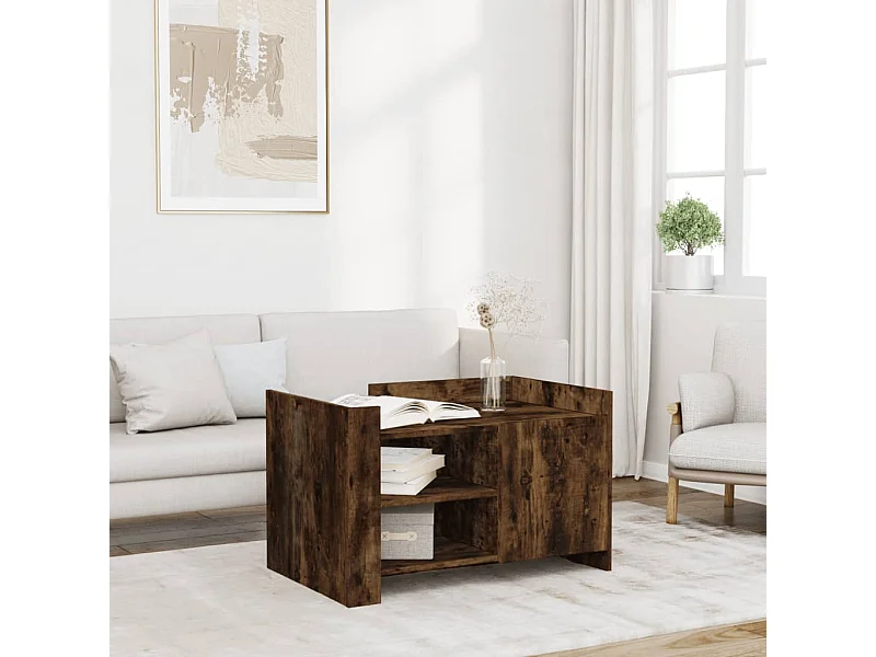 Mesa de centro madera de ingeniería roble ahumado 80x50x50 cm ES919155