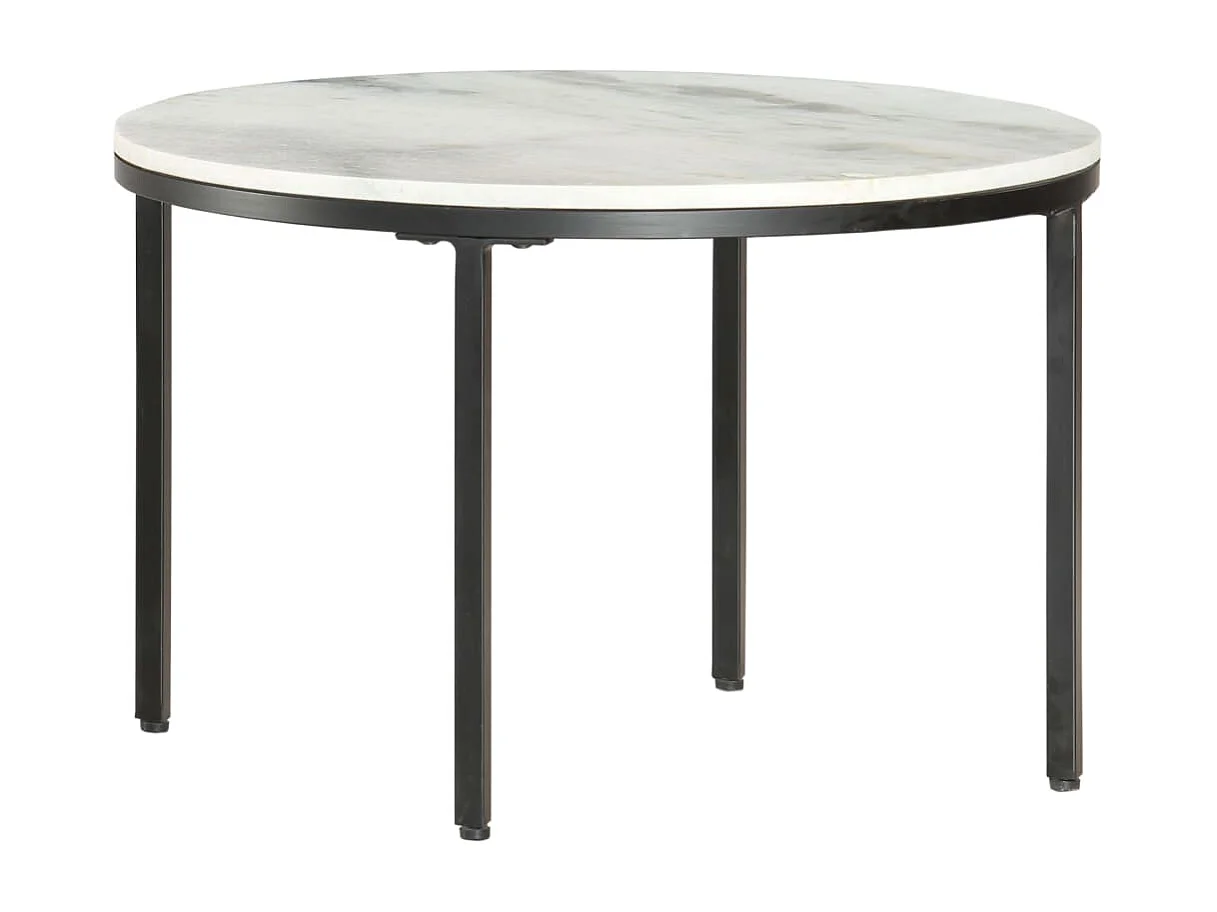 Mesa de centro mármol macizo auténtico blanco y negro Ø65 cm ES213681