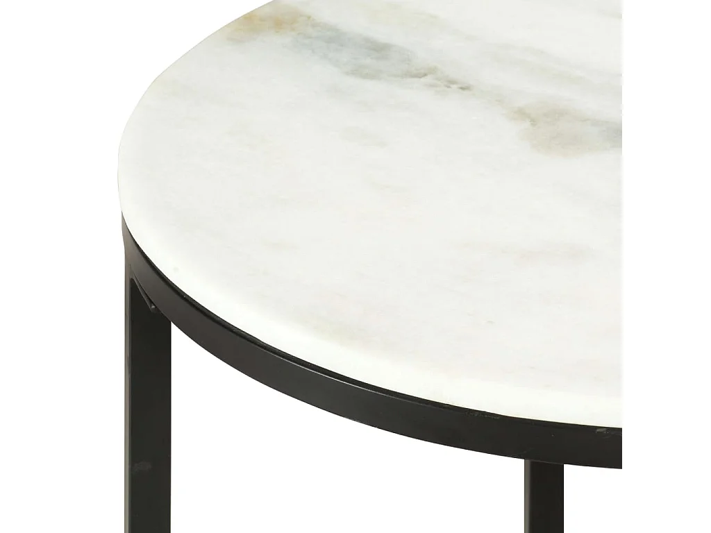 Mesa de centro mármol macizo auténtico blanco y negro Ø65 cm ES213681