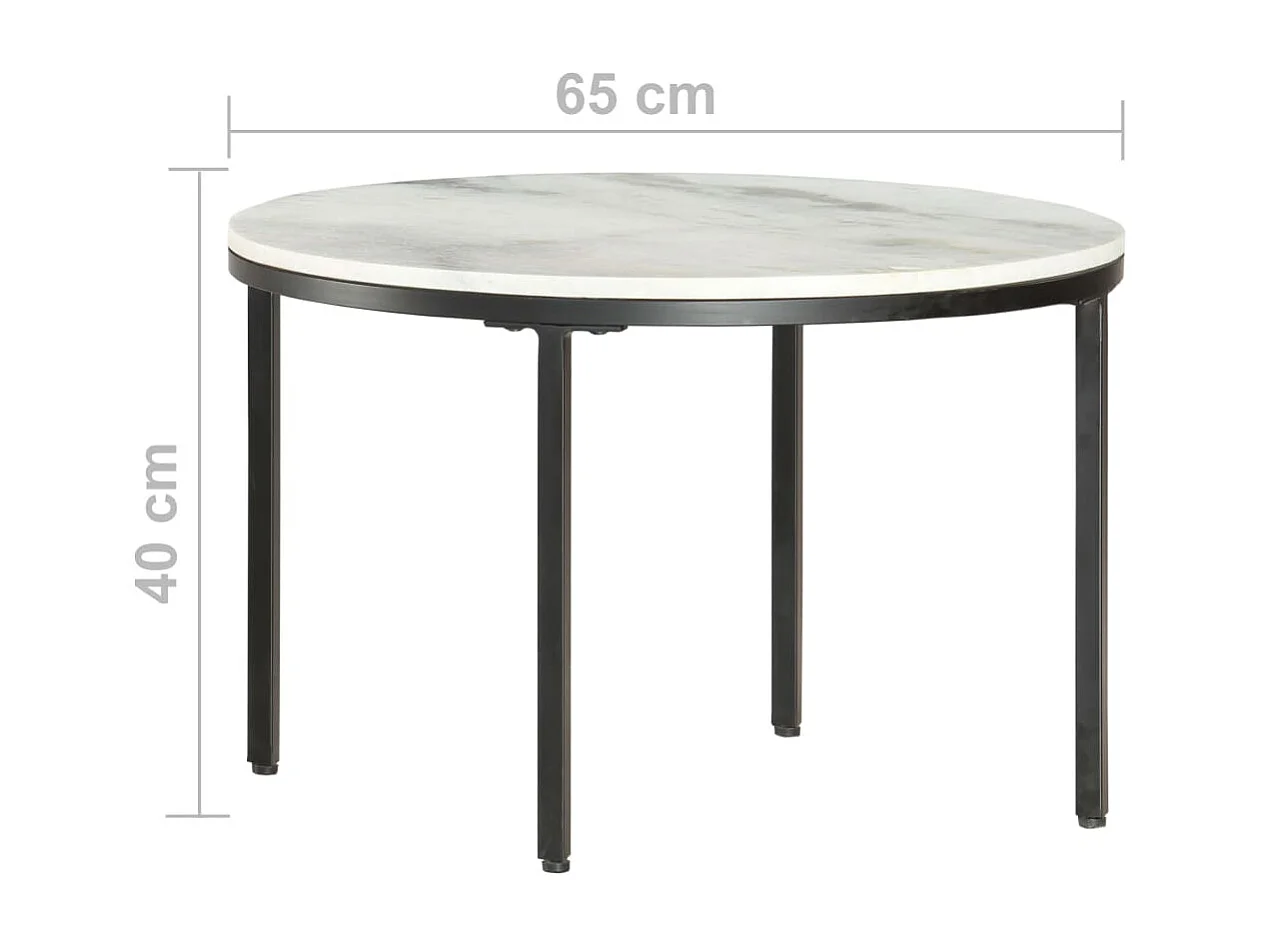 Mesa de centro mármol macizo auténtico blanco y negro Ø65 cm ES213681
