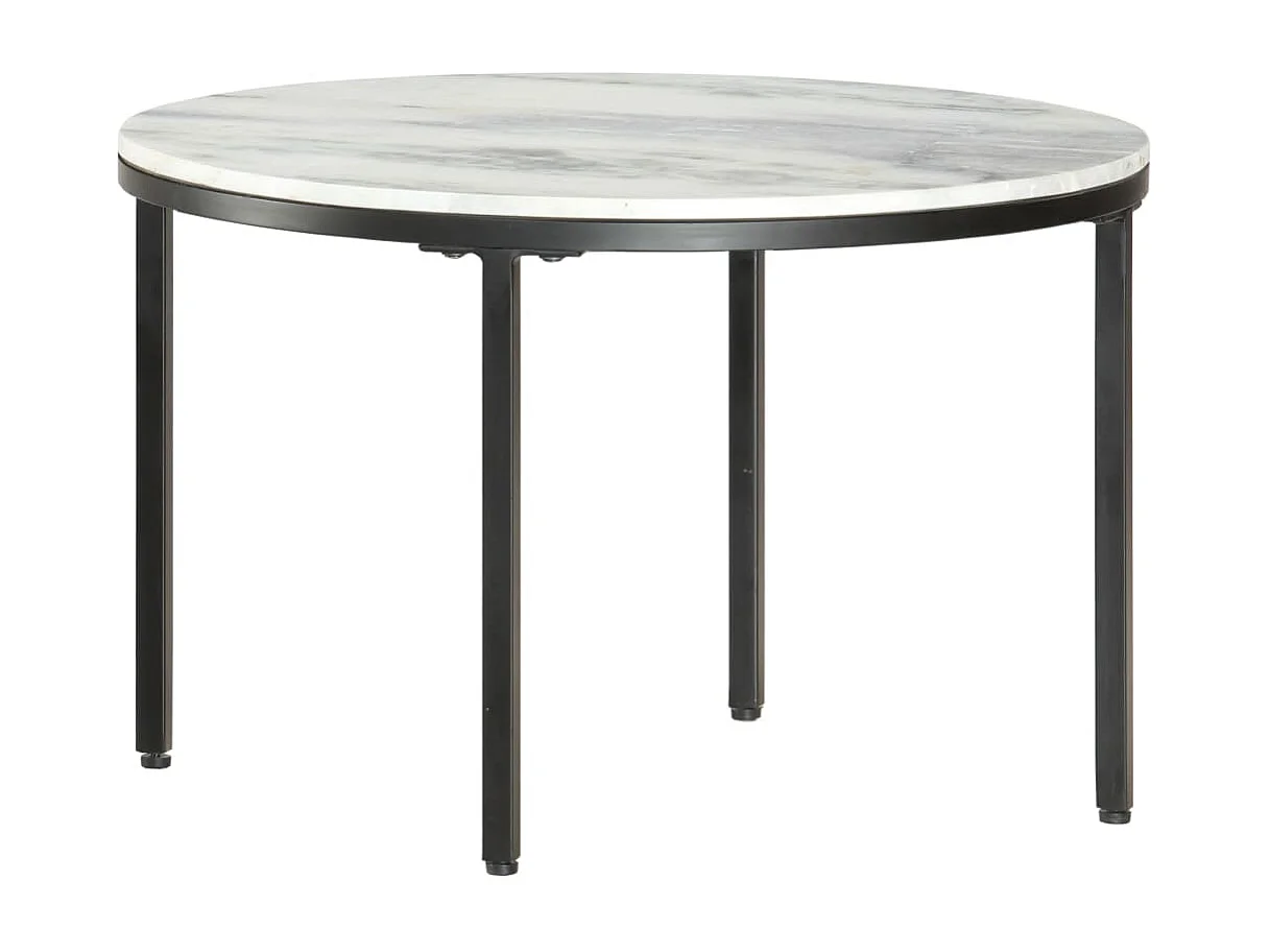 Mesa de centro mármol macizo auténtico blanco y negro Ø65 cm ES213681