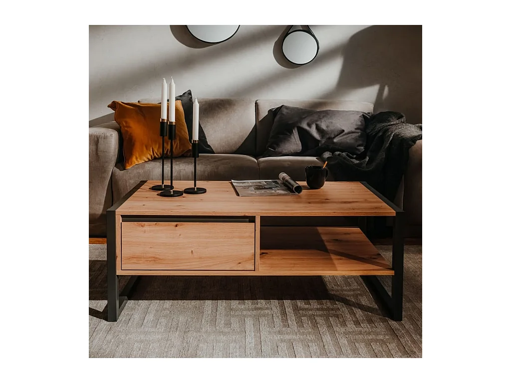 Table basse Denver 55 Chêne artisanal et gris anthracite FR337952