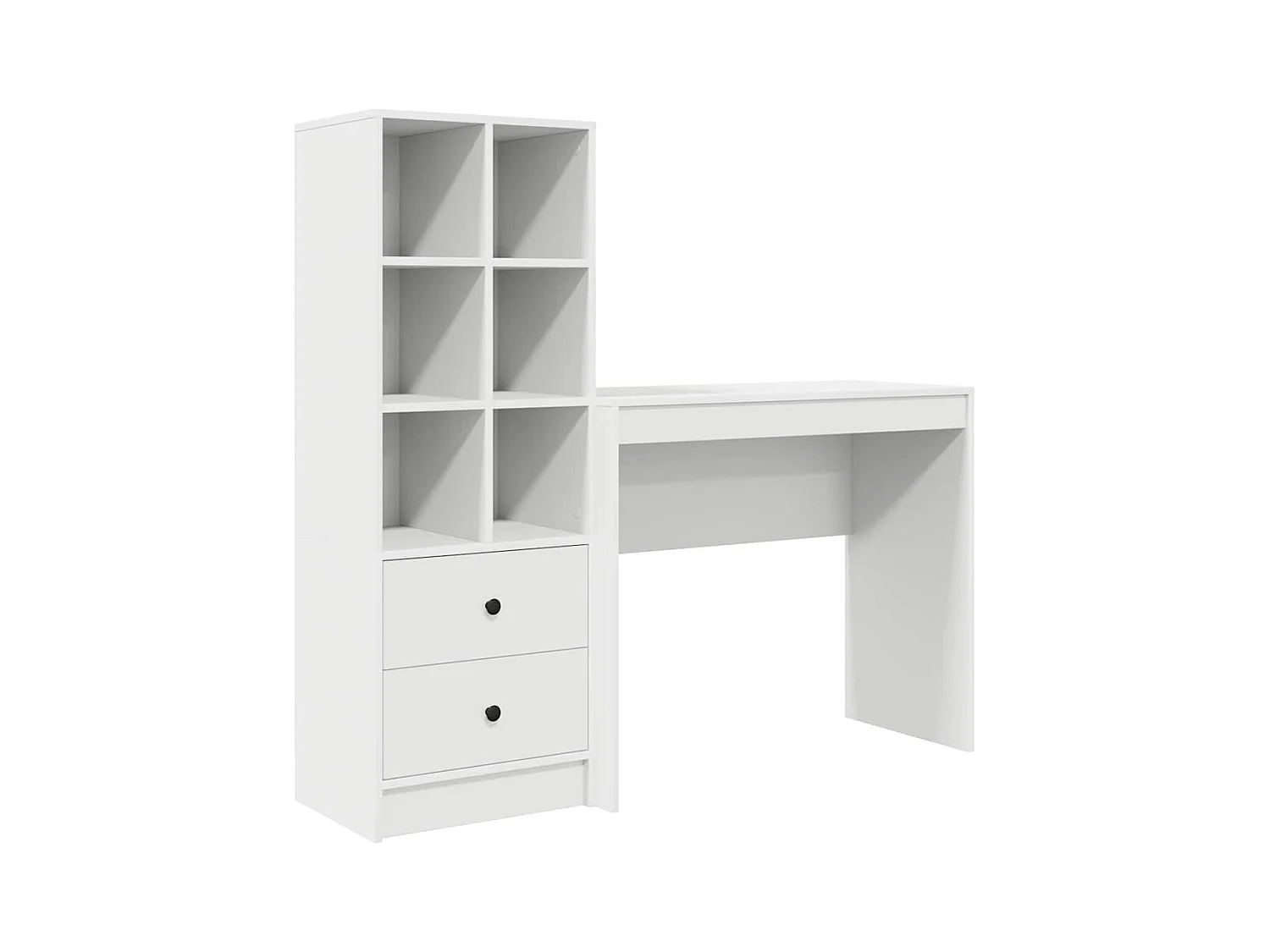 Bureau avec rangement avec tiroir 2 pcs Blanc Bois d'ingénierie