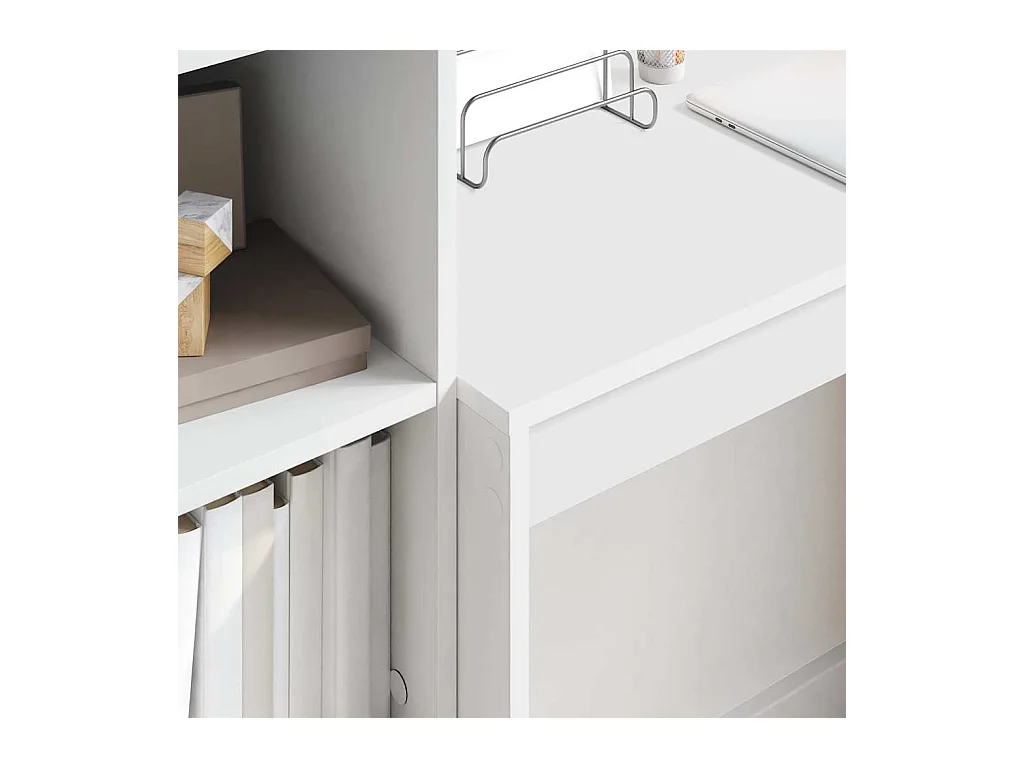 Bureau avec rangement avec tiroir 2 pcs Blanc Bois d'ingénierie