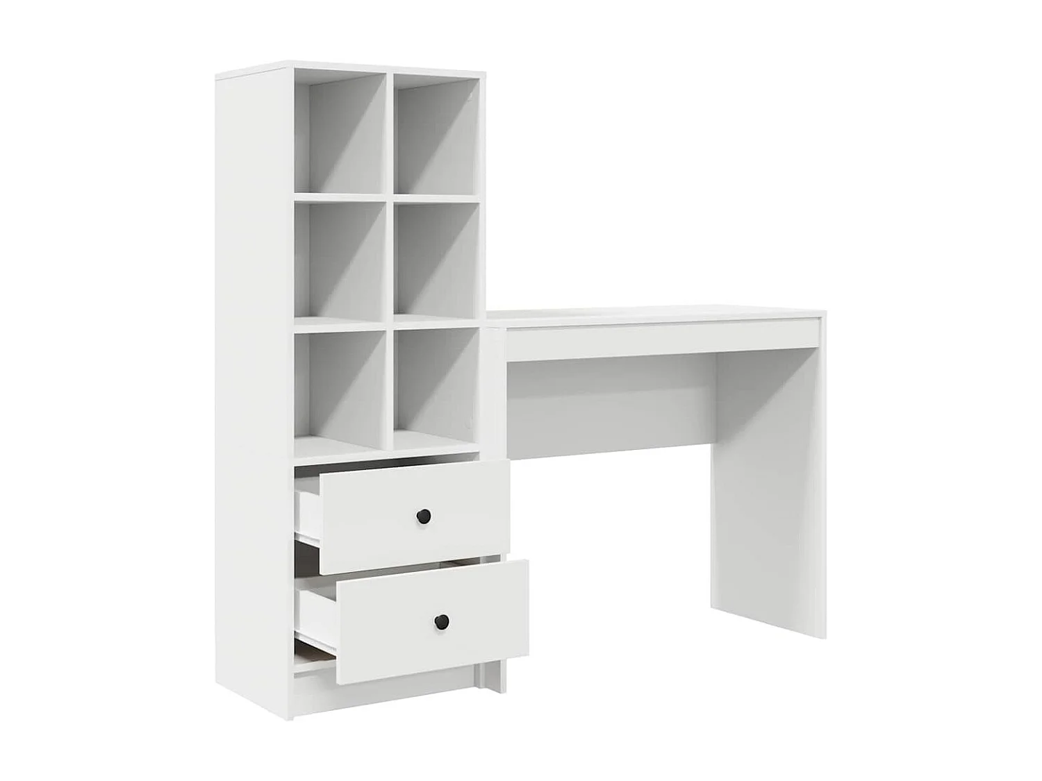 Bureau avec rangement avec tiroir 2 pcs Blanc Bois d'ingénierie