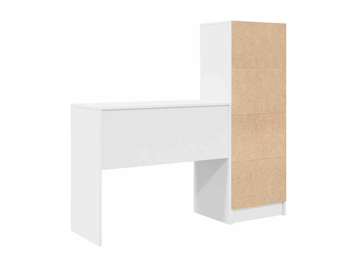 Bureau avec rangement avec tiroir 2 pcs Blanc Bois d'ingénierie