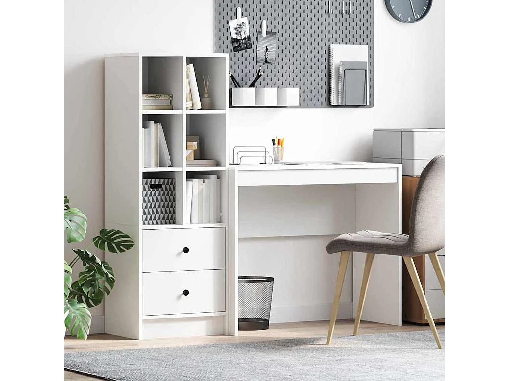 Bureau avec tiroir 2 pcs Blanc
