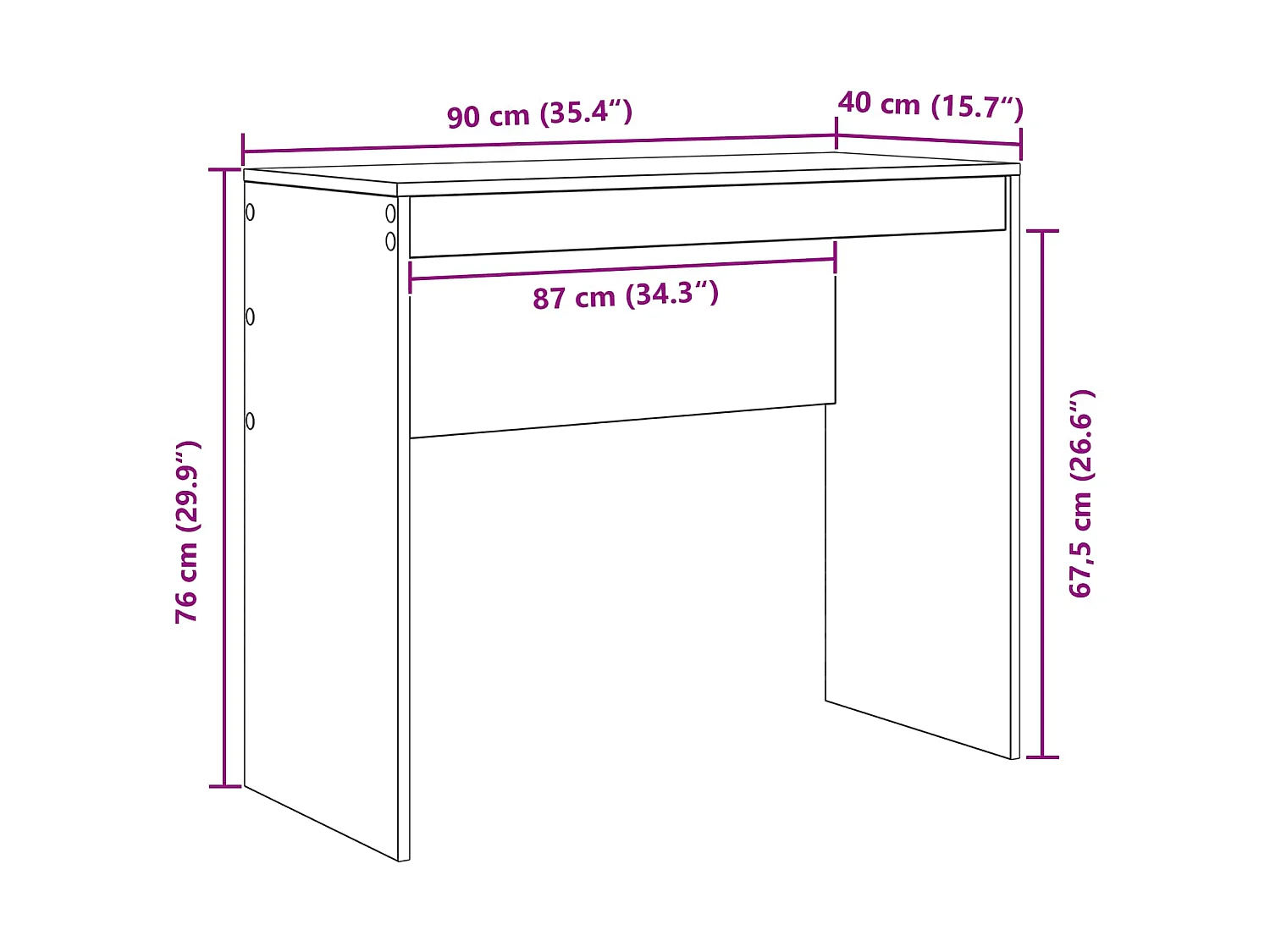 Escritorio con cajón con estante con almacenamiento 2 pcs