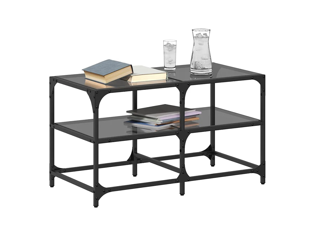 Mesa de centro superficie de vidrio acero negra 78,5x40x45 cm ES746052
