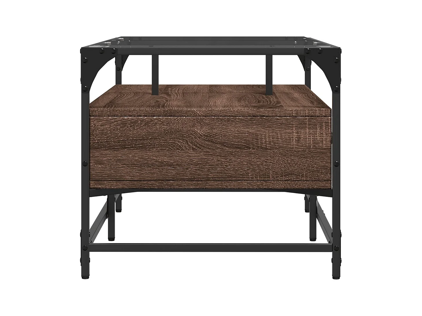 Mesa de centro con puertas de vidrio marrón roble 68,5x50x50 cm ES351936