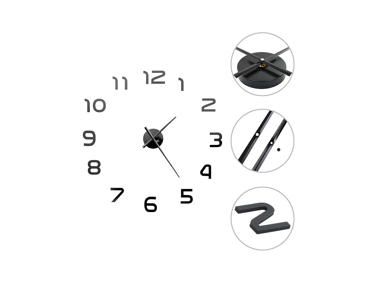 Horloge murale 3D Design moderne 100 cm XXL Noir FR334112