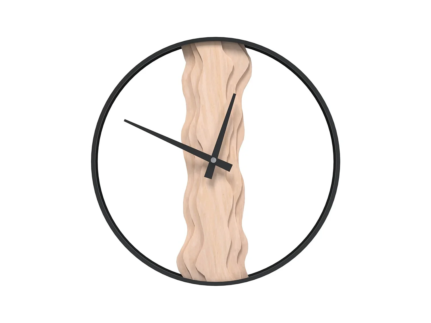 Horloge murale marron Ø35 cm fer et bois de chêne FR988874