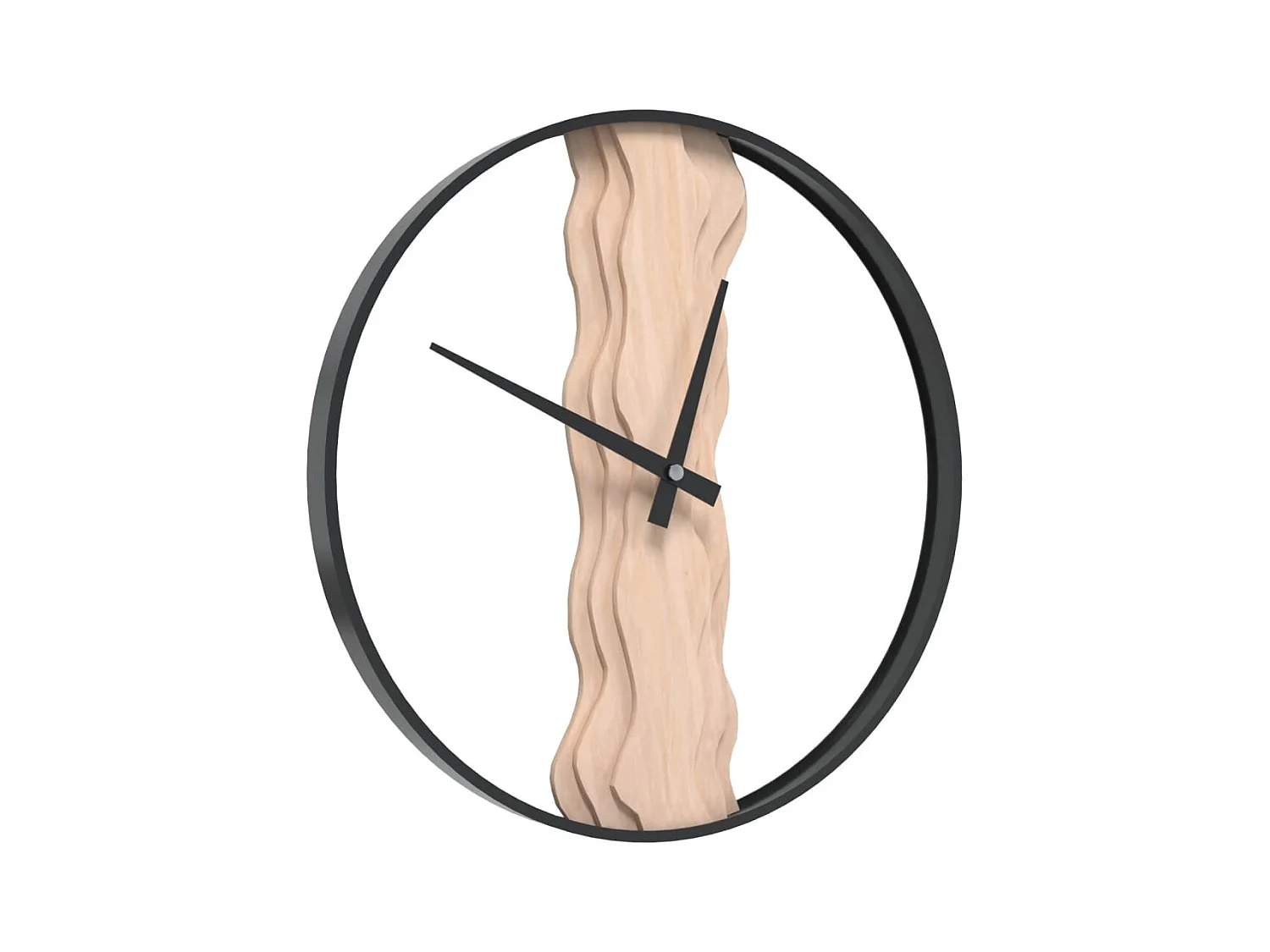 Horloge murale marron Ø35 cm fer et bois de chêne FR988874