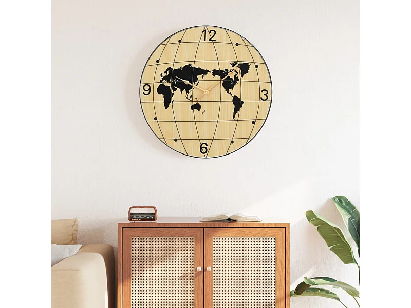 Relógio de parede Ø50 cm derivados de madeira amarelo e preto PT871916