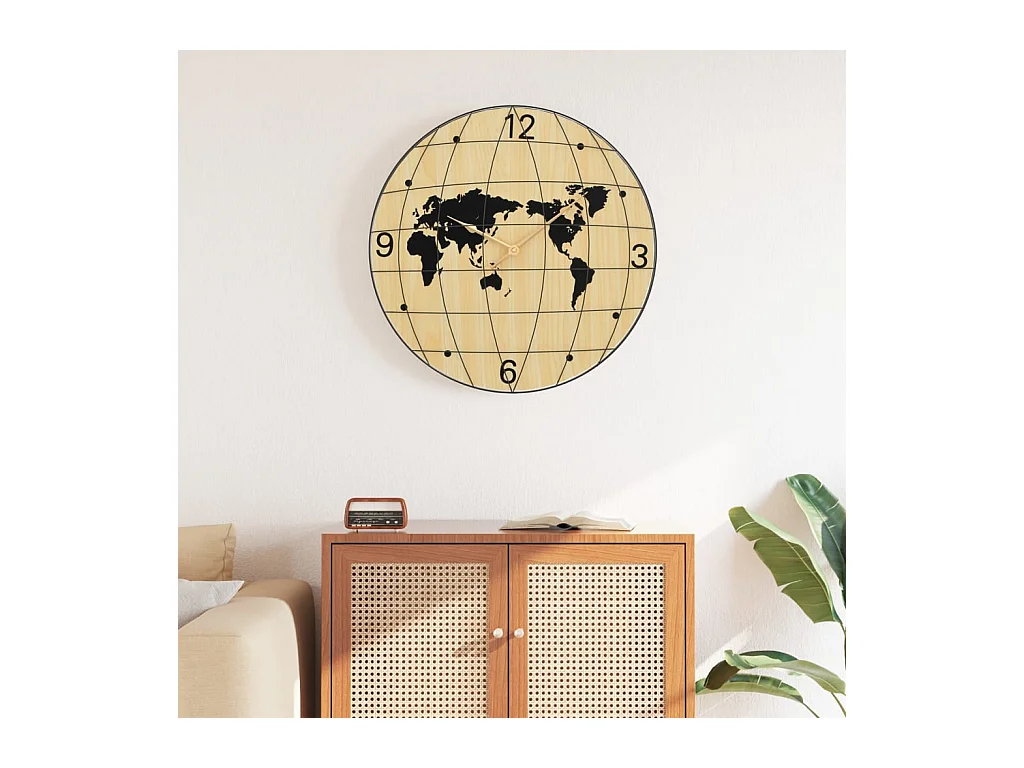 Horloge murale jaune et noir Ø50 cm bois d'ingénierie FR291050