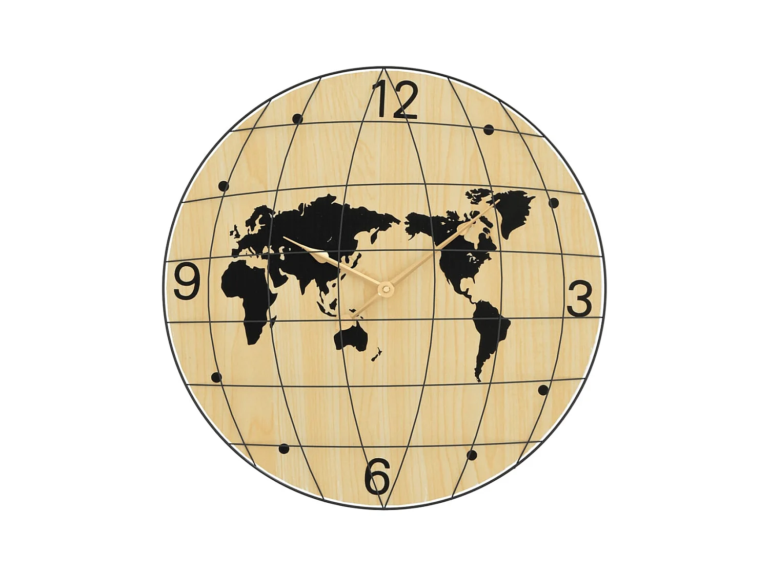 Horloge murale jaune et noir Ø50 cm bois d'ingénierie FR291050