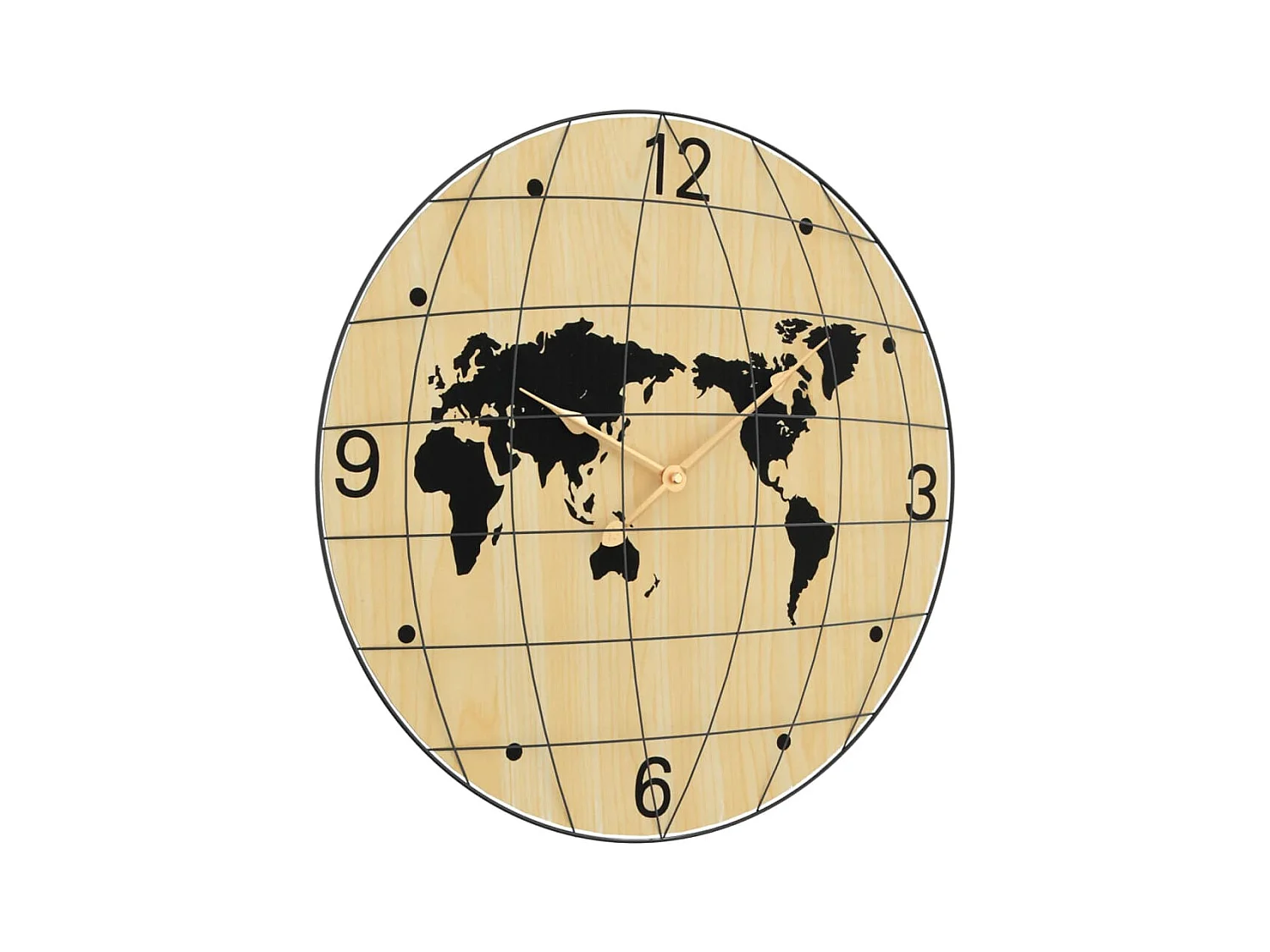 Horloge murale jaune et noir Ø50 cm bois d'ingénierie FR291050