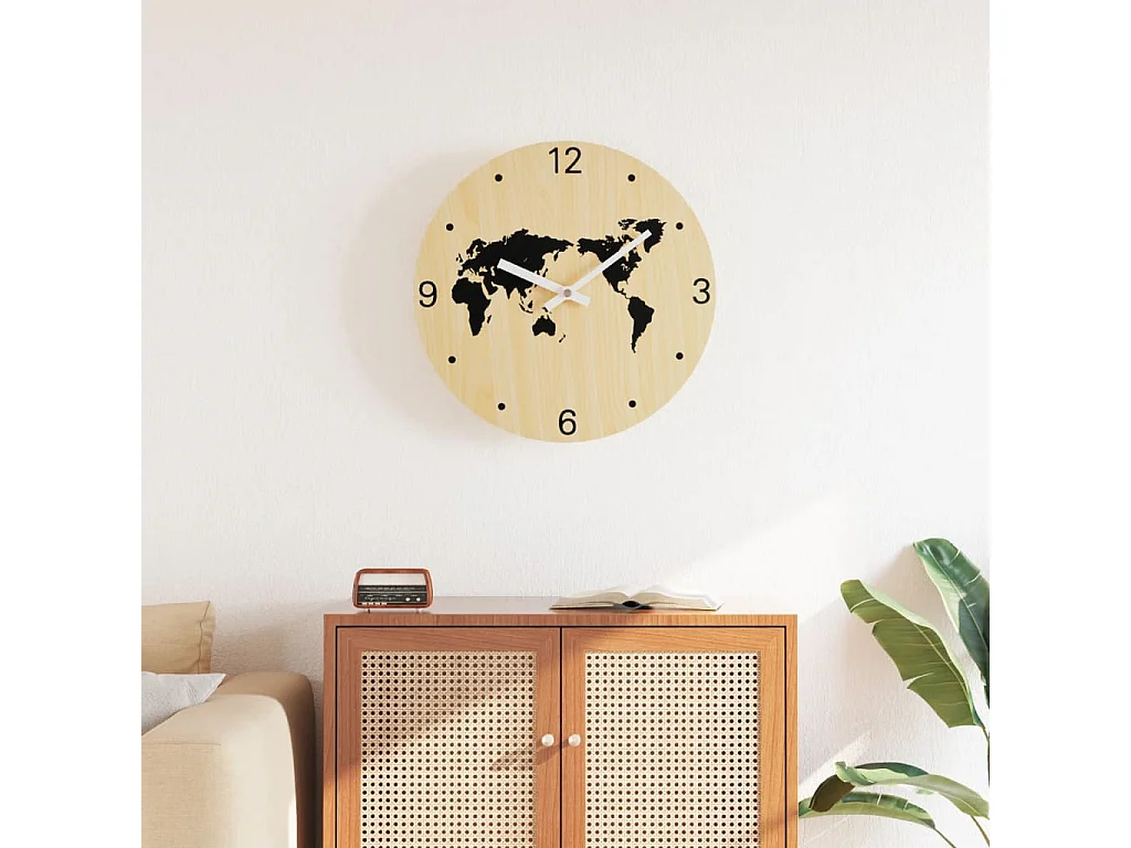 Horloge murale jaune et noir Ø30 cm bois d'ingénierie FR206296