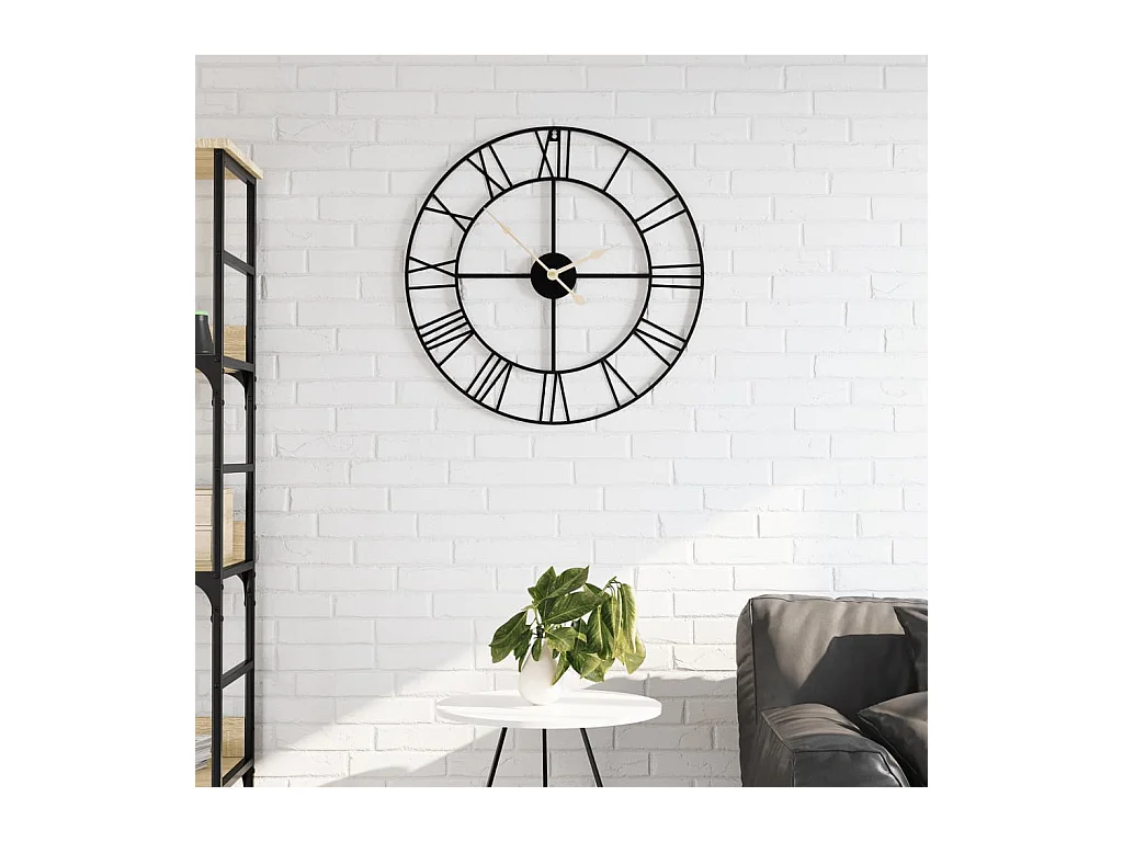 Horloge murale noir Ø50 cm fer FR191698