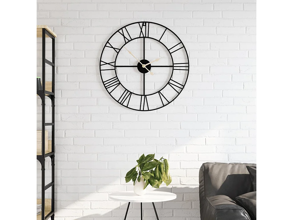 Horloge murale noir Ø50 cm fer FR191698