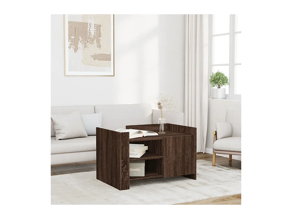 Mesa de centro de madera de ingeniería marrón roble 80x50x50 cm ES271168