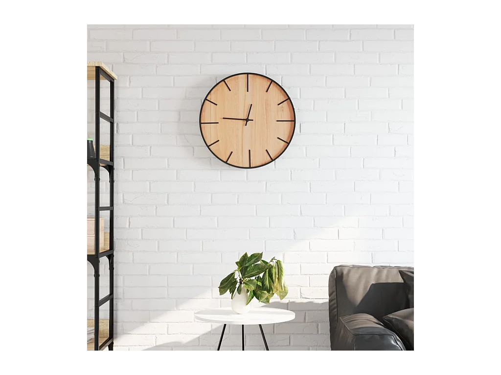 Horloge murale marron Ø39 cm fer et bois d'ingénierie FR189824