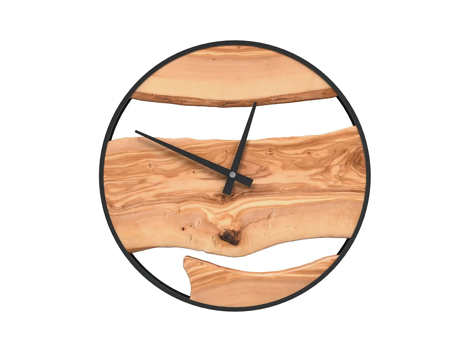 Horloge murale marron Ø35 cm fer et bois d'olivier FR408628
