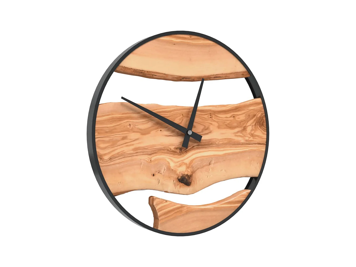 Horloge murale marron Ø35 cm fer et bois d'olivier FR408628