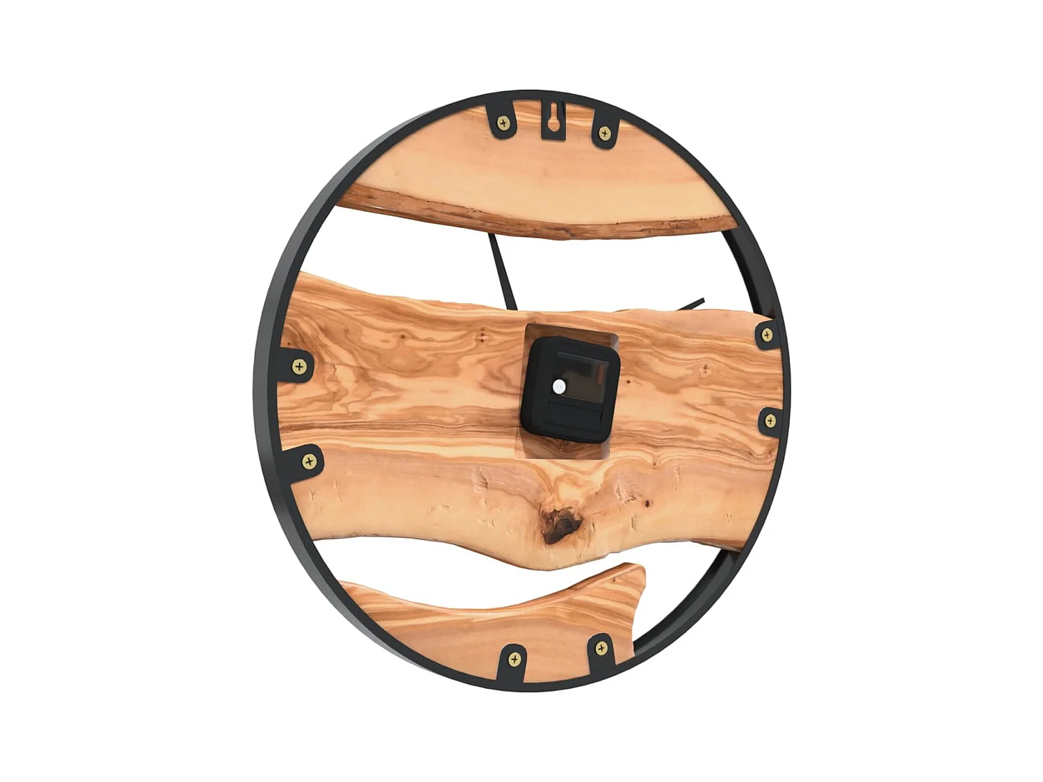Horloge murale marron Ø35 cm fer et bois d'olivier FR408628