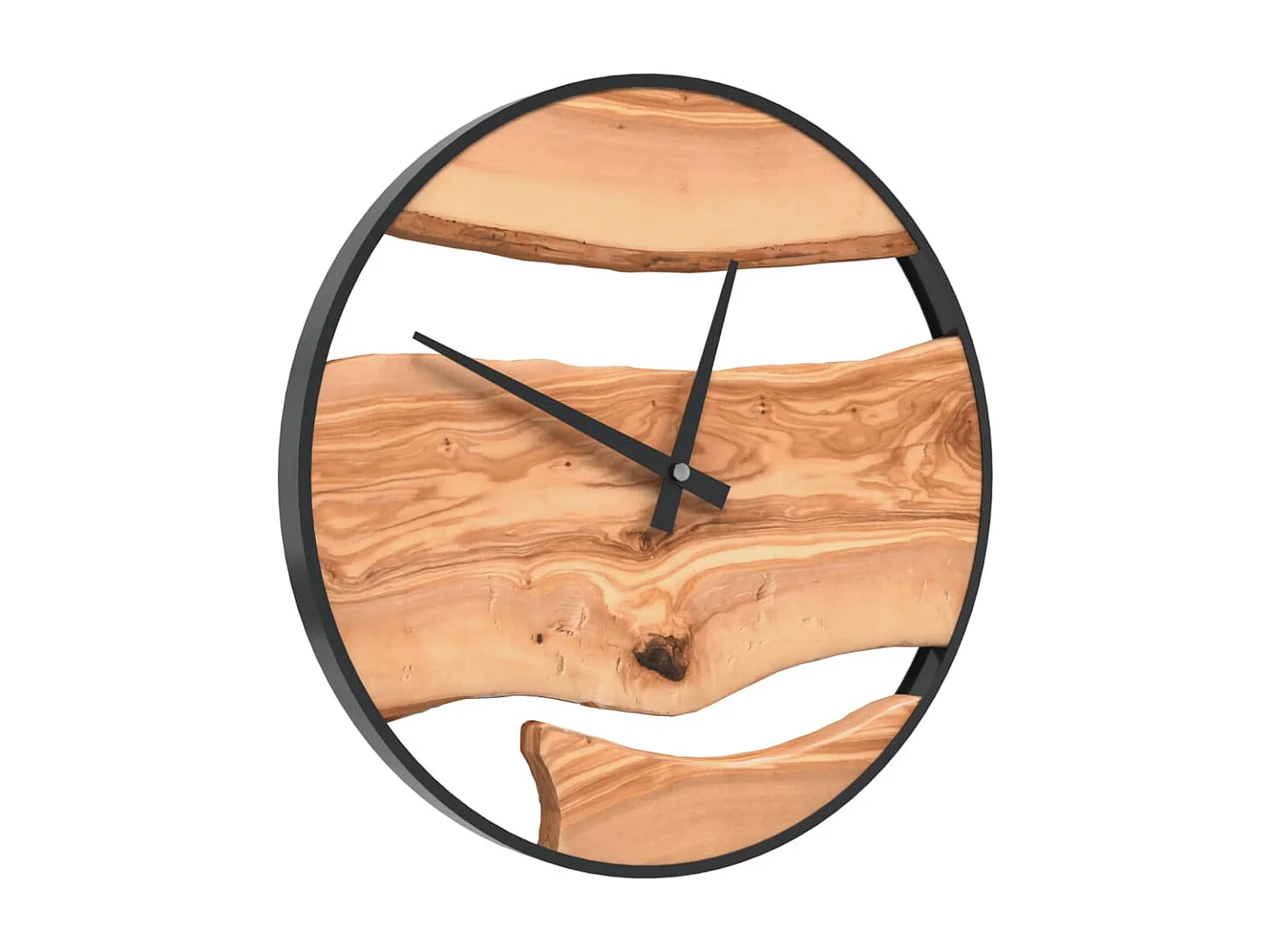 Reloj de pared hierro y madera de olivo marrón Ø35 cm ES871804